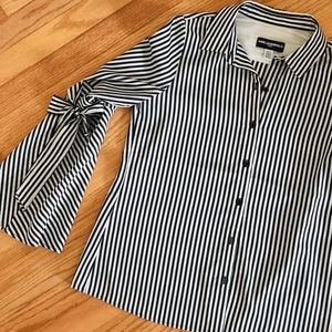 Karl Lagerfeld Striped Bell Sleeve Button Up